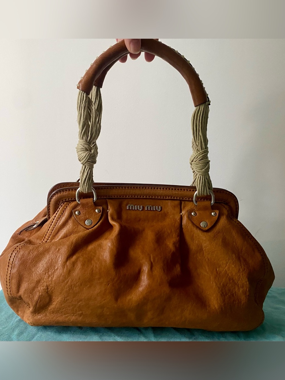 Miu Miu Archival 2005 Rope Handle Leather Framed Bag